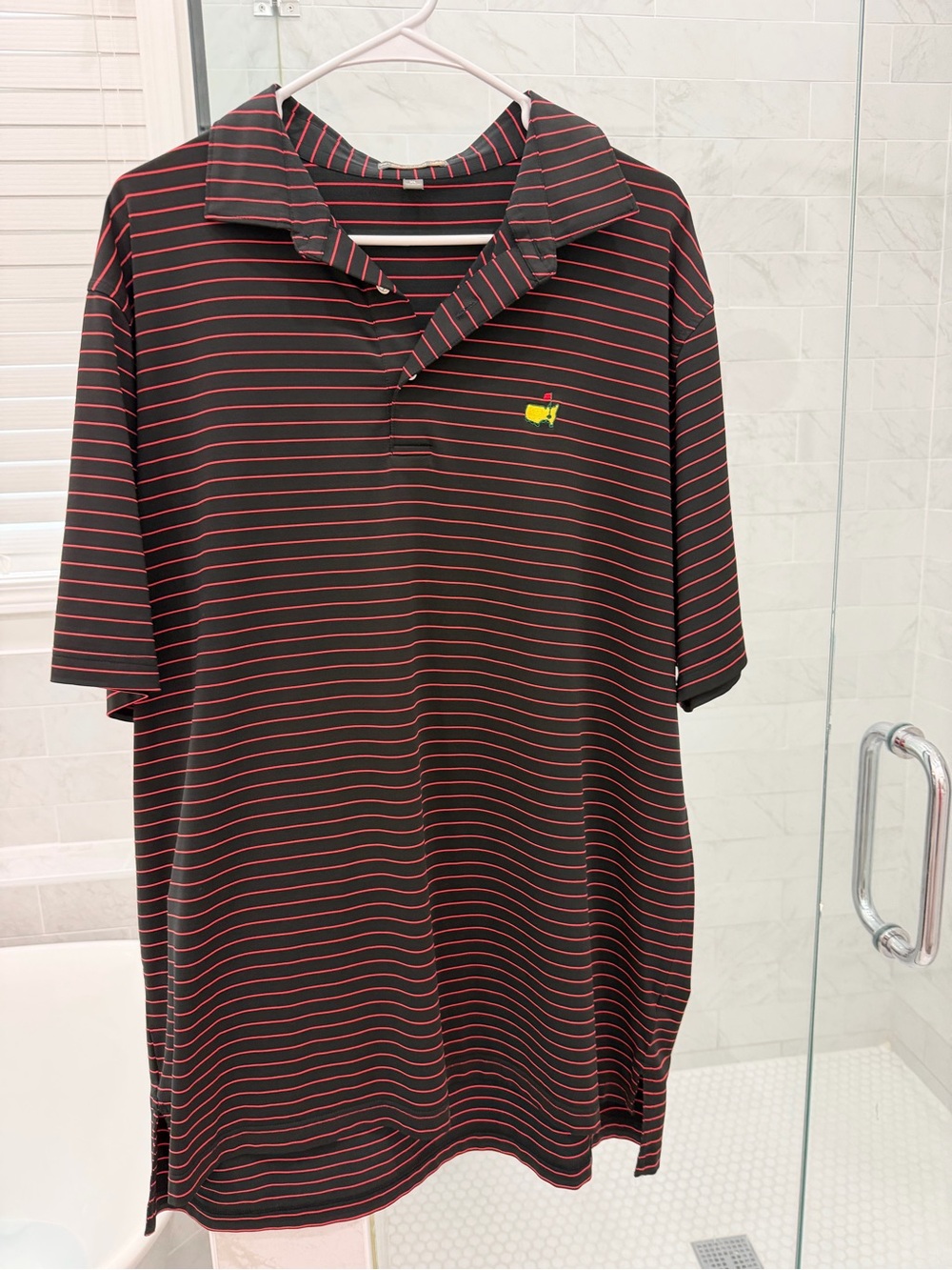 Masters - Black Polo Shirt with Red Stripe